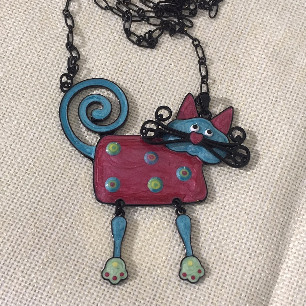 💕 HOST PICK 💕 Enameled DANGLE CAT NECKLACE